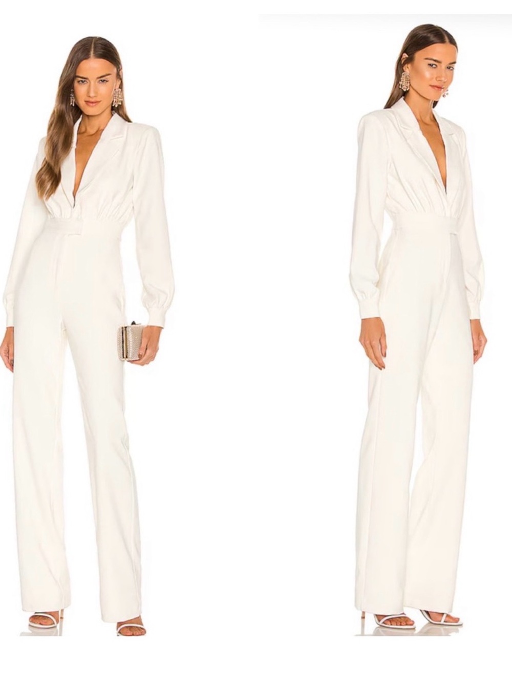 RIXO BRIDAL Cream Long Sleeve Jumpsuit